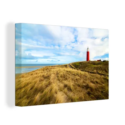 Produktbild von OneMillionCanvasses® - Leinwandbilder - 150x100 cm, Strand - Leuchtturm - Düne, Wandbilder Kunstdruck Wanddekoration