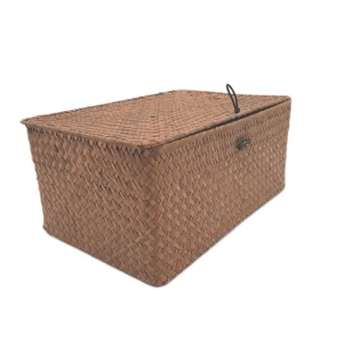 Immagine prodotto di Esoes cestino portaoggetti contenitore coperchio seagrass rattan intrecciato fantasia