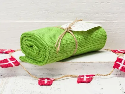 Produktbild von Solwang Küchentuch GRASGRÜN gestrickt Putztuch Geschirrtuch Handtuch Gästetuch