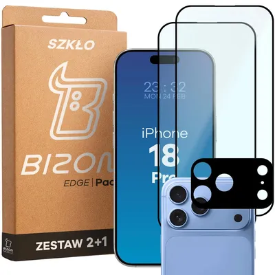 Produktbild von Gehärtetes Glas - 2 Stück + Kameraschutz für iPhone 18 Pro, Bizon Glass Edge Pack,