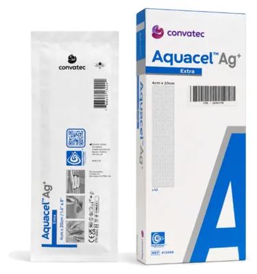 Produktbild von AQUACEL Ag+ Extra 4x20 cm Kompressen 10St PZN 10203750