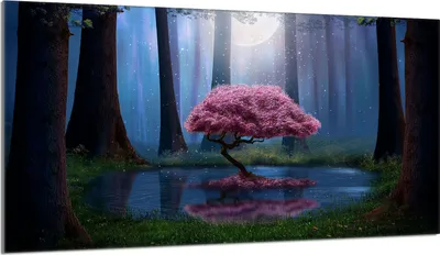 Produktbild von Herdabdeckplatte 90x52 Glaskeramikkochfeld Abdeckung Spritzschutz Glasplatte Deko Schneidebrett, Bäume Wald
