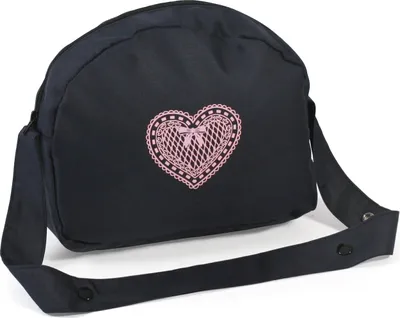 Produktbild von Puppen-Wickeltasche Melange grau-navy - mit großer, abwaschbarer Wickelunterlage