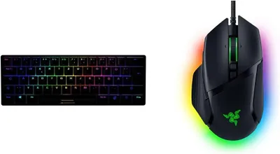 Produktbild von Gaming Tastatur weiß & Razer DeathAdder Essential (2021) - Essentielle Gaming-Maus mit optischem 6.400-DPI-Sensor (Optischer Sensor mit echten 6.400 D