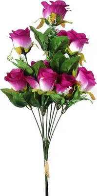 Produktbild von Eleganter Strauß künstlicher lila Rosen - 9 Stück, 48 cm