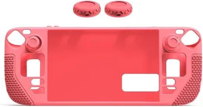 Immagine prodotto di Custodia in silicone per console di gioco, con 2 protezioni per joystick, resistente ai graffi, antiscivolo, copertura completa, portatile (rosa)