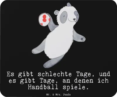 Produktbild von Mr. & Mrs. Panda Mauspad Panda Handball spielen - Schwarz - Geschenk, laptop mousepad, mousematte, Turnier, Mouse Pad, pc, Verein, Club