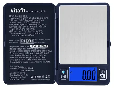 Digitale Taschenwaage 500 g / 0,01 g – Präzisionswaage mit Wasserwaage