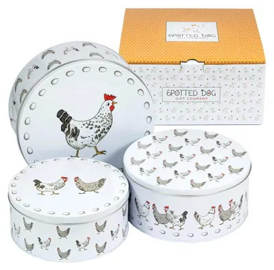 Image de Ensemble de 3 boîtes à biscuits en métal, décorées de motifs animaliers