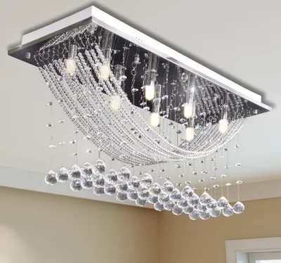 Obrázek produktu pro Bílé stropní svítidlo s křišťálovými ověsky, pro 8 žárovek G9, 29 cm, 241391 HangarStore.cz