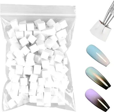 Produktbild von 100 Stück Nail Art Schwämme ,Nagelkunst Schwammpinsel,Maniküre Zubehör Für Nägel,Um Eine Vielzahl Von Gradient Nail Art Patterns Zu Erstellen,Nageldesign Zubehör Schwammpinsel.