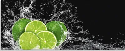 Produktbild von ARTland Glasbild Limone mit Spritzwasser Größe: 125x50 cm