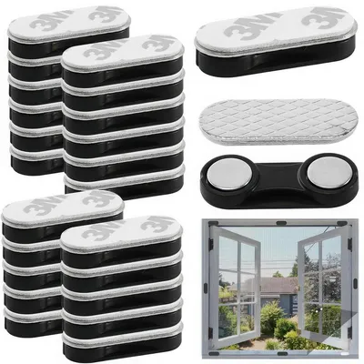 Produktbild von 30PCS Set Fliegengitter-Clips, 33 × 13 mm Magnet, selbstklebend, DIY-Magnetclips für Insektenschutz, ohne Bohren, ideal für Küche, Wohnzimmer & Balkon