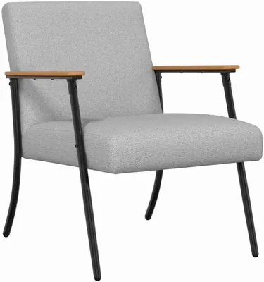 Produktbild von Wolkengrauer Sessel mit Stoffbezug und Stahlrahmen, 59 x 75 x 78 cm, modernes Design und ergonomischer Komfort für Wohnzimmer, Schlafzimmer oder Leseecke