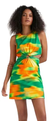 Image de Robe d'été Desigual pour femme Lanna, verte, avec découpes, taille XL