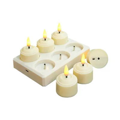 Produktbild von Wiederaufladbare LED-Teelichter, warmweißes Flackern, realistischer Kerzen-Effekt, sicher, rauch- & hitzefrei, ideal für Partys & Hochzeiten