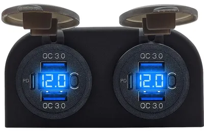 Produktbild von ProRide 12V USB-C 6-Port QC3.0 Ladegerät mit Schalter & Voltmeter