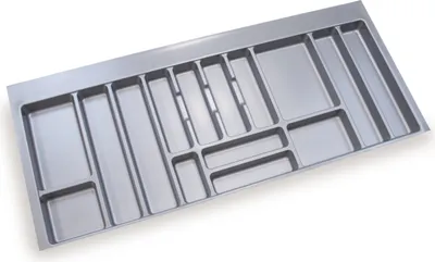 Produktbild von emuca Besteckeinsatz Optima für Schrankbreite 120 cm, Rand schneidbar (B 1104-1136 x T 418-482), Kunststoff, Grau