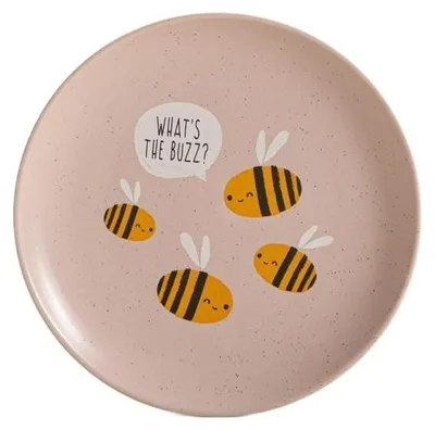 Zdjęcie produktu dla HOMLA Talerz ANNBEE z pszczołą różowy 16 cm