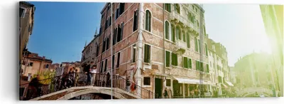 Produktbild von Bild auf Leinwand - Leinwandbild - Kanal Wasser Venedig Haus - 90x30cm - Wand Bild - Wanddeko - Leinwanddruck - Bilder - Kunstdruck - Wanddekoration - Leinwand bilder - Wandkunst - CA90x30-2725