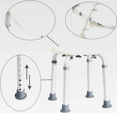 Produktbild von ® Duschstuhl Badehocker Badestuhl Duschhocker Duschsitz Badhilfe höhenverstellbar (Duschhocker/rund)