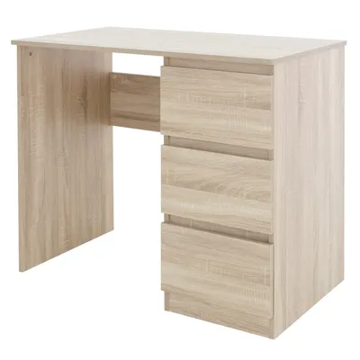 Immagine prodotto di ML-Design scrivania con 3 cassetti, 90x76x50 cm, in rovere Sonoma, molto spazio, moderna, per casa/ufficio