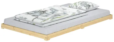 Produktbild von Stabiles Gästebett extra niedriges Bettrahmen Futonbett 120x200 Kiefer klar lackiert V-60.47K-12ohne Zubehör