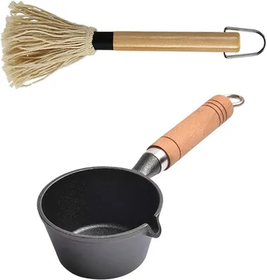 Immagine prodotto di Set di pentola in ghisa per salse e pennello per barbecue, ideale per la carne
