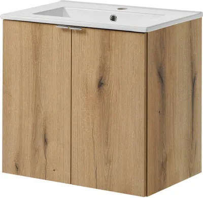 Produktbild von Waschtisch 'Skelbolu' Eicheoptik mit Türen 60x57x39 cm