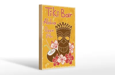 Produktbild von Holzschild Alkohol 20x30cm Tiki Bar Aloha Hawaii