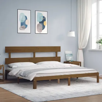 Produktbild von Möbel Massivholzbett mit Kopfteil Honigbraun 200x200 cm - Klassische Betten &5710