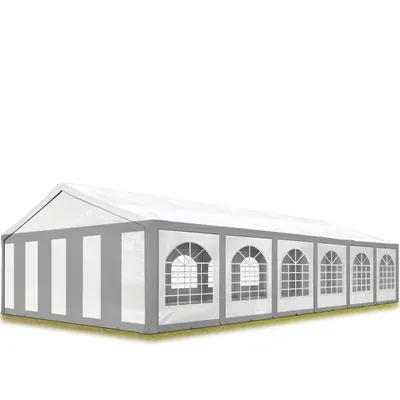 Produktbild von Hochwertiges Partyzelt 6x12 m Pavillon Zelt ca. PE Plane 450 N Gartenzelt Festzelt Bierzelt Wasserdicht grau-weiß