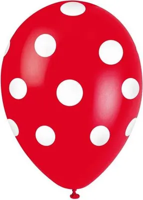 Zdjęcie produktu dla Balony 30Cm, 5Szt, Czerwone Białe Kropki
