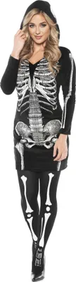 Produktbild von Skelett Kapuzenkleid - Halloween Sensenfrau Kostüm Größe: L