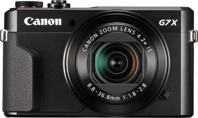 A front view of a black Canon PowerShot G7 X digital camera.