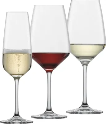 Produktbild von Sada sklenic na víno Schott Zwiesel (sklenice na šampaňské, sklenice na bílé víno a sklenice na červené víno) Taste 18dílná