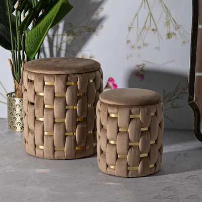 Immagine prodotto di Kasane - Pouf Contenitore, 37x37x42h cm Rosa, set da 2
