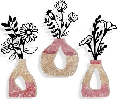 Productafbeelding van Unyqoos® Set van 3 decoratieve metalen bloemen – verzinkt staal, zwart | Wanddecoratie voor binnen en buiten