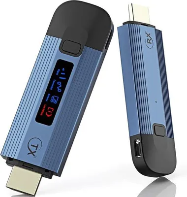 Produktbild von Kabelloser HDMI-Sender und -Empfänger, 4K - Tragbar - Metallgehäuse - Videostreaming zu Monitor/Fernseher - Luxento