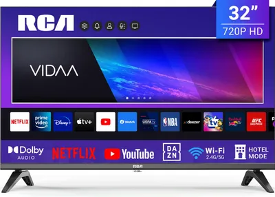 RCA VIDAA Smart TV - LED HD - 32 Zoll/82 cm - Randlos Design - Tripple Tuner DVB-T/T2/S/S2/C - HDMI x3, USB x2, CI+ - Streaming-Apps - Montiert in Eindhoven, Niederlande - VRS32HQ1