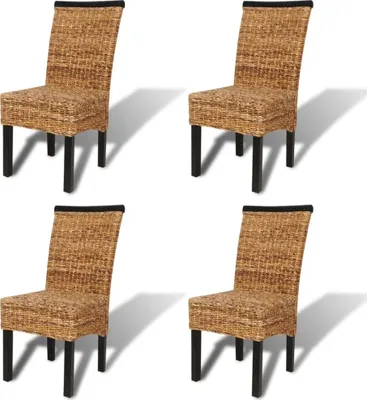 Image de vidaXL Chaises de salle à manger 4 pcs. Abaca et manguier massif