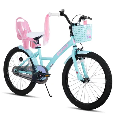 Produktbild von Joystar 20 Zoll Mädchenfahrrad mit Puppensitz und Korb, Kinderfahrrad mit Stützräder, Luftschlangen, vollständigem Kettenschutz, Schutzblechen