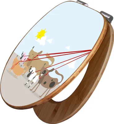 Produktbild von banjado Design WC Sitz Bambus Absenkautomatik -Gassi Gehen - Toilettendeckel mit Absenkautomatik Holz/hochwertiger Bambus Klodeckel/WC-Sitz für alle gängigen Toiletten [TDB2 11883]