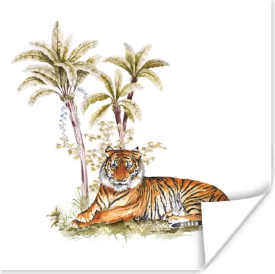 Produktbild von MuchoWow® Poster Tiger - Baum - Augen 30x30 cm - Wandposter - Printing