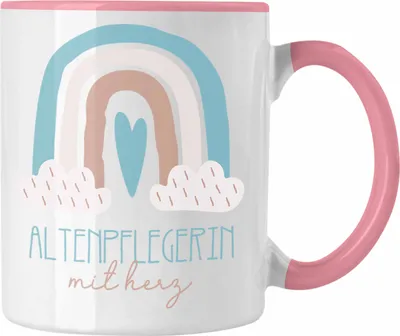 Produktbild von Trendation - Altenpflege Tasse Geschenk Danke Kaffeetassse Geschenkidee für Altenpflegerin mit Herz Spruch (Rosa)
