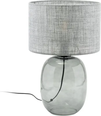Produktbild von Tischleuchte Stoff Metall E27 rund D: 30 cm 48 cm hoch Graphit Modern Tischlampe