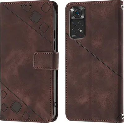 Produktbild von Hülle für Xiaomi Redmi Note 11S / Note 11 4G Prägung Flip Leder Brieftasche Schutzhülle mit Ständer Braun
