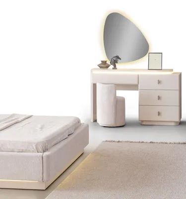 Immagine prodotto di Tavolo da trucco in stile moderno con elegante specchio e sgabello