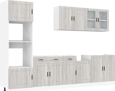 Produktbild von 7-tlg. Küchenschrank-Set Kalmar Grau Sonoma Holzwerkstoff