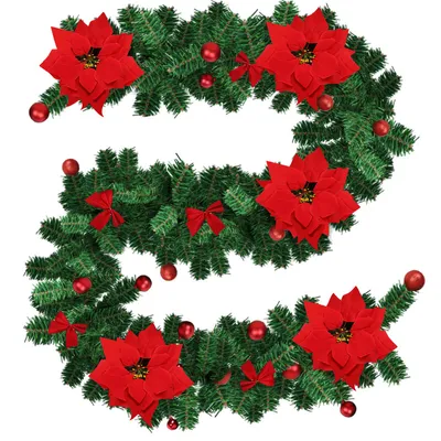 Produktbild von TolleTour 2.7M Weihnachtsgirlande Tannengirlande Weihnachtsdeko Girlande geschmückt 50 LEDs Rot